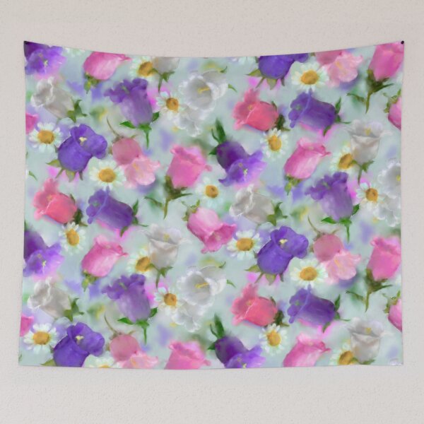 Item preview, Daisies Campanula Bell Flowers Watercolor Pattern  Design  designed and sold by Tina Veenstra.