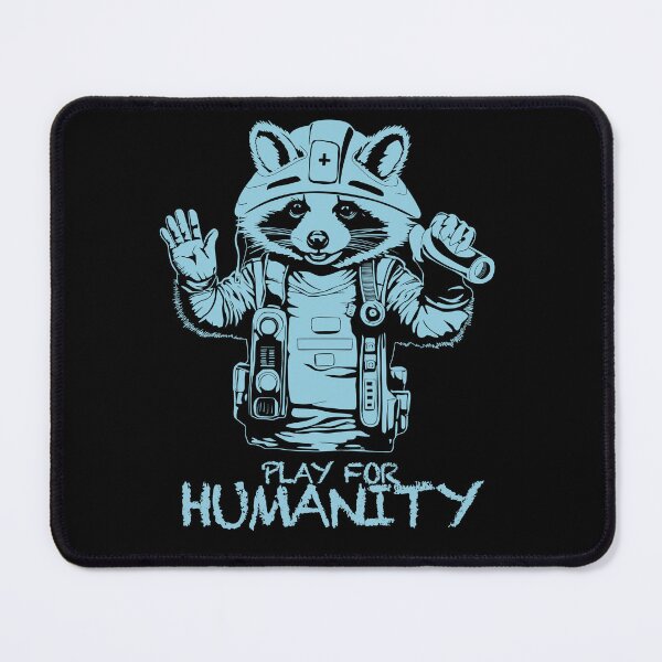 Item preview, PLAY FOR HUMANITY - INTERNATIONAL RED CROSS DAY RACOON LOGO AND TEXT IN BLUE designed and sold by Ascendence.