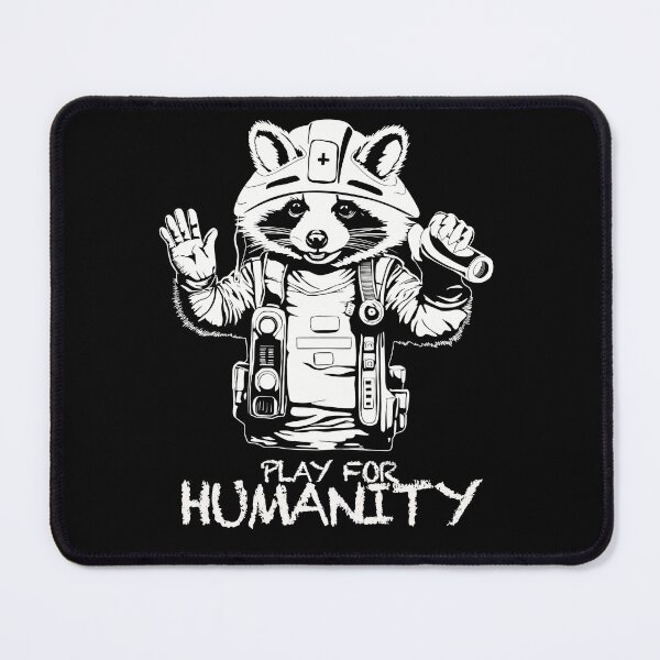 Item preview, PLAY FOR HUMANITY - INTERNATIONAL RED CROSS DAY RACOON LOGO AND TEXT IN WHITE designed and sold by Ascendence.
