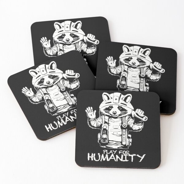 Item preview, PLAY FOR HUMANITY - INTERNATIONAL RED CROSS DAY RACOON LOGO AND TEXT IN WHITE designed and sold by Ascendence.