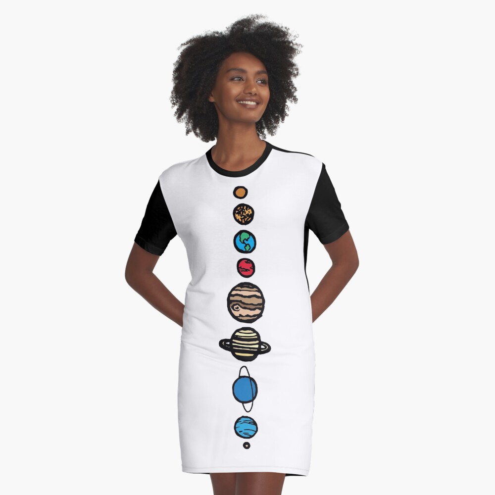 Planets Colour Graphic T-Shirt Dress