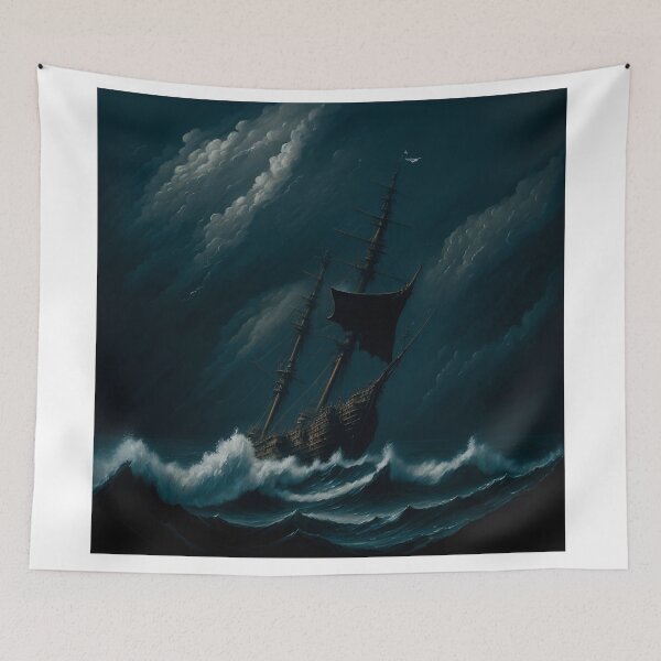 Item preview, Vintage Maritime Art: Striking Oil Painting of a Ship in Distress designed and sold by RedArtG09.