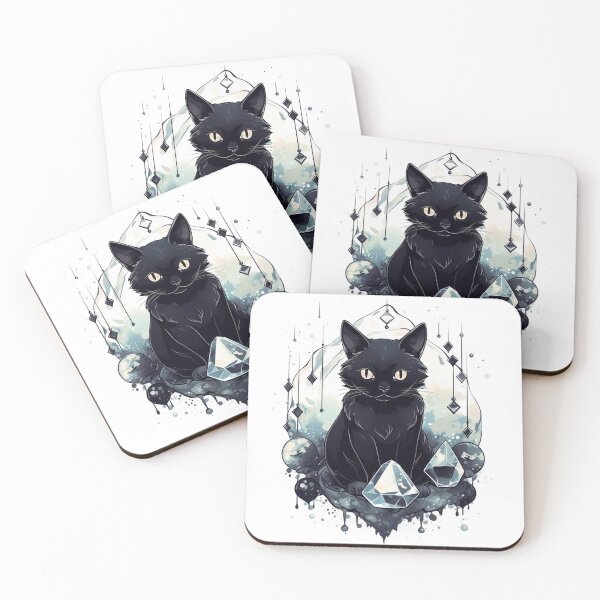 Item preview, Alchemy's Familiar: A Witchy Black Cat Surrounded by Crystals designed and sold by veinmerch.