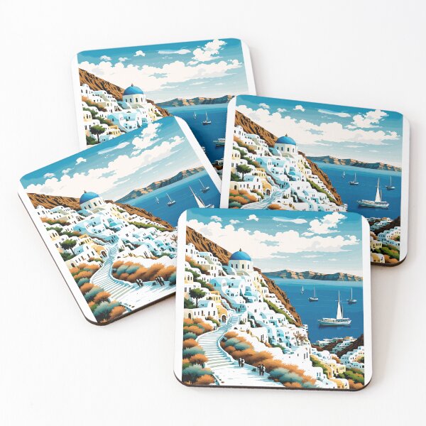 Item preview, Santorini Travel Poster designed and sold by RossoCorsa250.