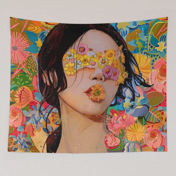 Item preview, Girl & Flowers pop art designed and sold by Helt-Sort.