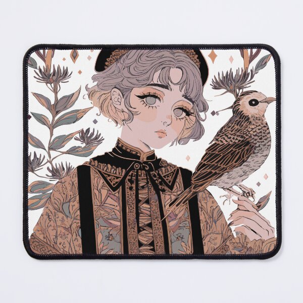 Item preview, Vintage mysterious floral girl illustration poster designed and sold by LUEE-Design.
