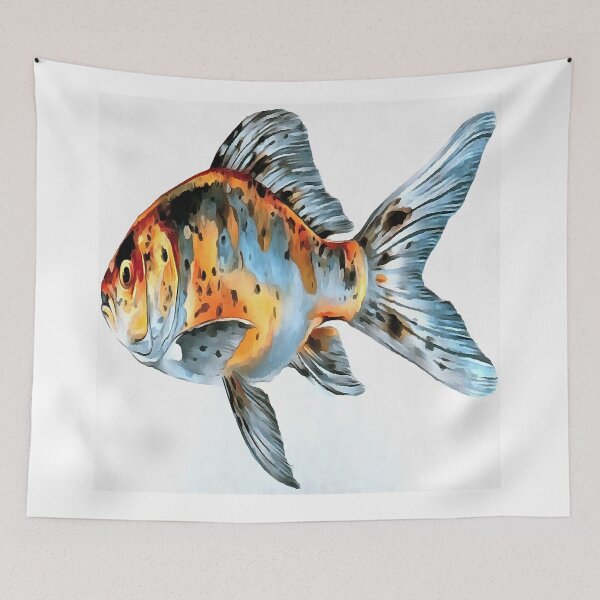 Item preview, Blue and Orange Shubunkin Goldfish Art designed and sold by taiche.