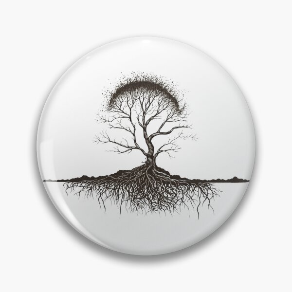 Item preview, Minimalist Antique Tall Tree With Roots Sketch Art 12 - Black and White Drawing designed and sold by Artishock - Sensory Overload.