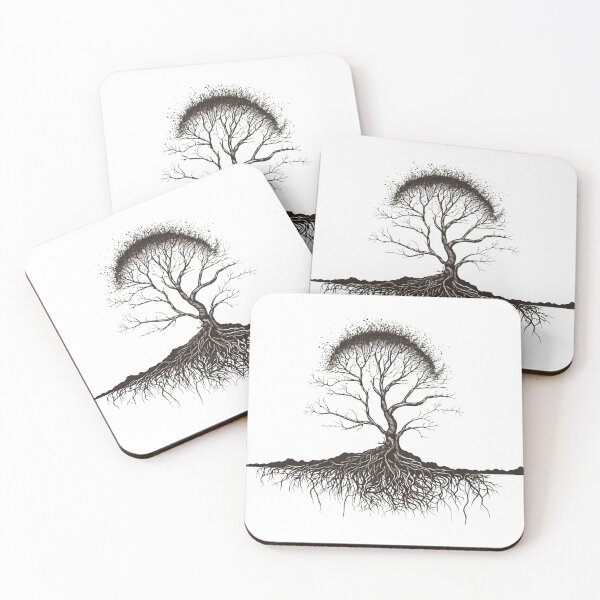 Item preview, Minimalist Antique Tall Tree With Roots Sketch Art 12 - Black and White Drawing designed and sold by Artishock - Sensory Overload.