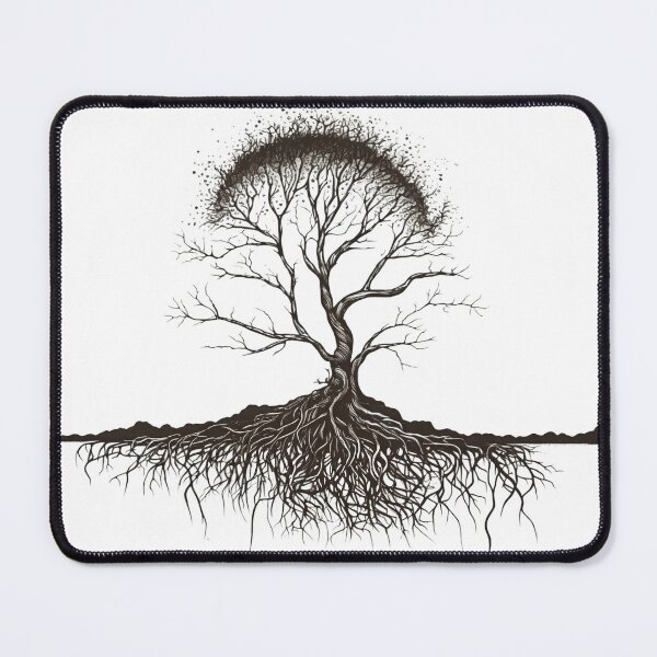 Item preview, Minimalist Antique Tall Tree With Roots Sketch Art 12 - Black and White Drawing designed and sold by Artishock - Sensory Overload.