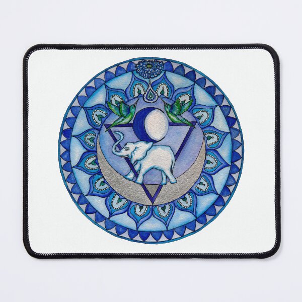 Item preview, Vishuddha Throat Chakra Healing Mandala with Elephant and Hummingbirds designed and sold by CircleoflifeUK.