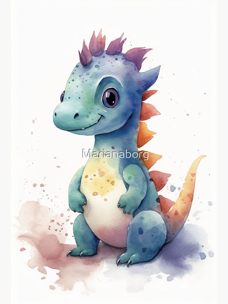 Funny Cartoon Dinosaur, Cute Illustration in Flat Style. Colorful