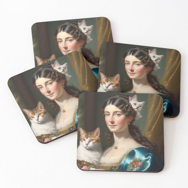 Item preview, Vintage Oil Painting of a Victorian Lady with Cats designed and sold by KALEIDOSCOPE UK.