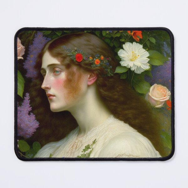 Item preview, Pre Rapaelite 19th Century Oil Painting of a Beautiful Young Woman with Flowers designed and sold by KALEIDOSCOPE UK.