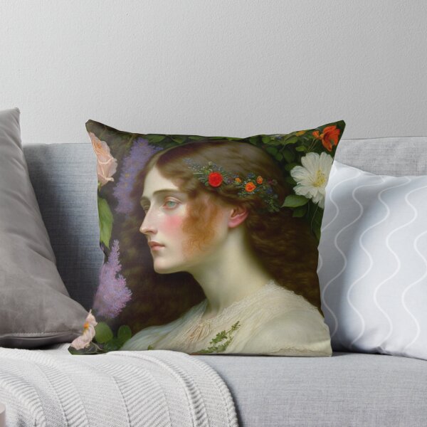 Item preview, Pre Rapaelite 19th Century Oil Painting of a Beautiful Young Woman with Flowers designed and sold by KALEIDOSCOPE UK.