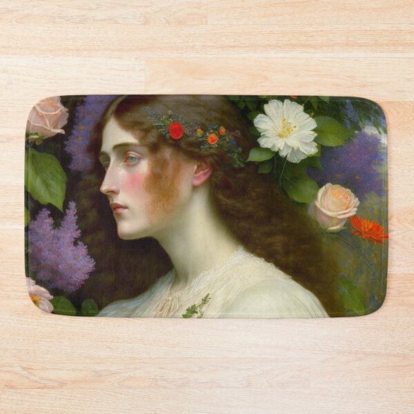 Item preview, Pre Rapaelite 19th Century Oil Painting of a Beautiful Young Woman with Flowers designed and sold by KALEIDOSCOPE UK.