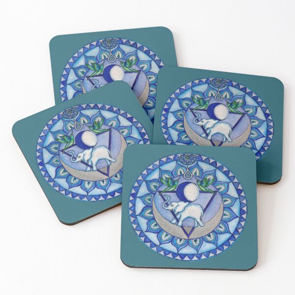 Item preview, Vishuddha Throat Chakra Healing Mandala with Elephant and Hummingbirds designed and sold by CircleoflifeUK.