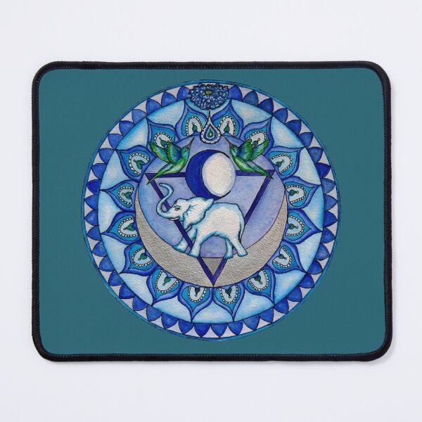 Item preview, Vishuddha Throat Chakra Healing Mandala with Elephant and Hummingbirds designed and sold by CircleoflifeUK.