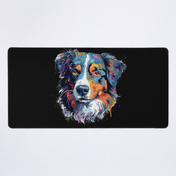 Item preview, Fluffy Paws: cute Australian Shepherd Portrait Art designed and sold by DooodleGod.