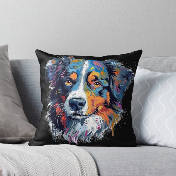 Item preview, Fluffy Paws: cute Australian Shepherd Portrait Art designed and sold by DooodleGod.