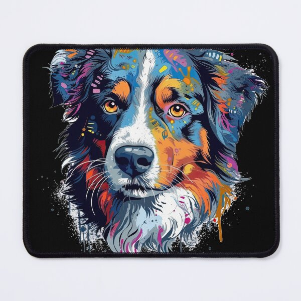 Item preview, Fluffy Paws: cute Australian Shepherd Portrait Art designed and sold by DooodleGod.