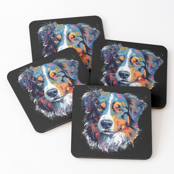 Item preview, Fluffy Paws: cute Australian Shepherd Portrait Art designed and sold by DooodleGod.