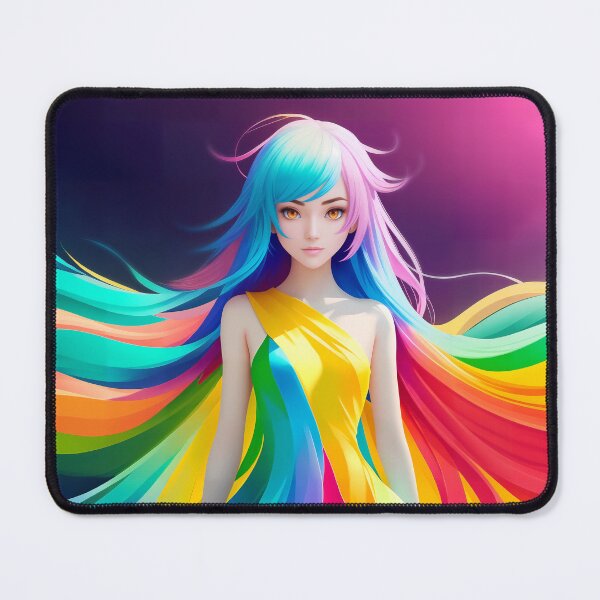 Item preview, Rainbow-haired Anime Girl - A Colorful and Playful Art designed and sold by pinimgart.