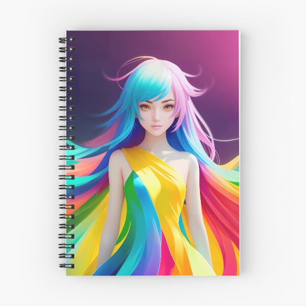 Item preview, Rainbow-haired Anime Girl - A Colorful and Playful Art designed and sold by pinimgart.