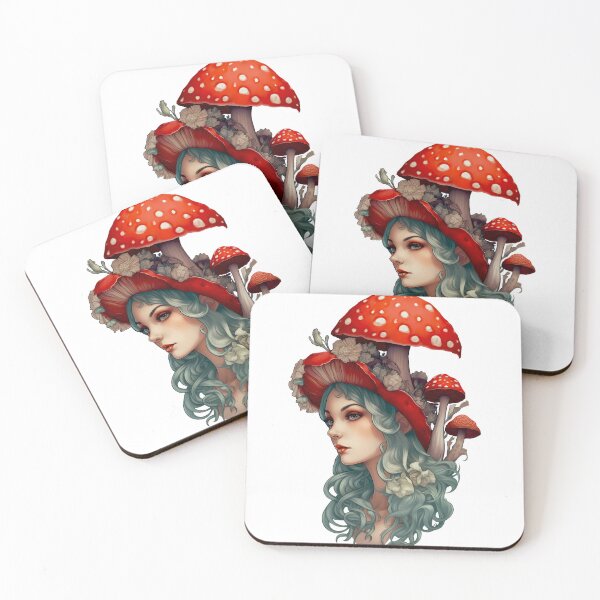 Item preview, Hada Amanita: la criatura caprichosa con cabello turquesa y florecimiento de hongos designed and sold by EmeraldeaArt.