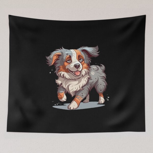 Item preview, PupPlay's Funny Cartoon Aussie Shepherd Dog designed and sold by DooodleGod.