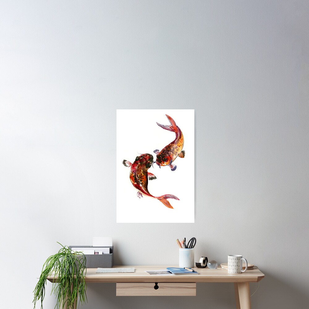 koi-fish-feng-shui-art-two-koi-poster-for-sale-by-surenart-redbubble