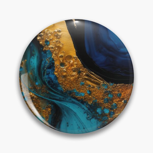 Item preview, Wild Gold Teal Turquoise Ocean Vibes Abstract Blue Gold Ink Painting Texture designed and sold by MysticMarble.