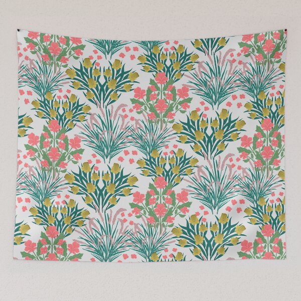 Item preview, Magical Spring Wildflower Bouquet with yellow daffodils, pink pansies, and pink pampas grass designed and sold by Ingrid Poole.