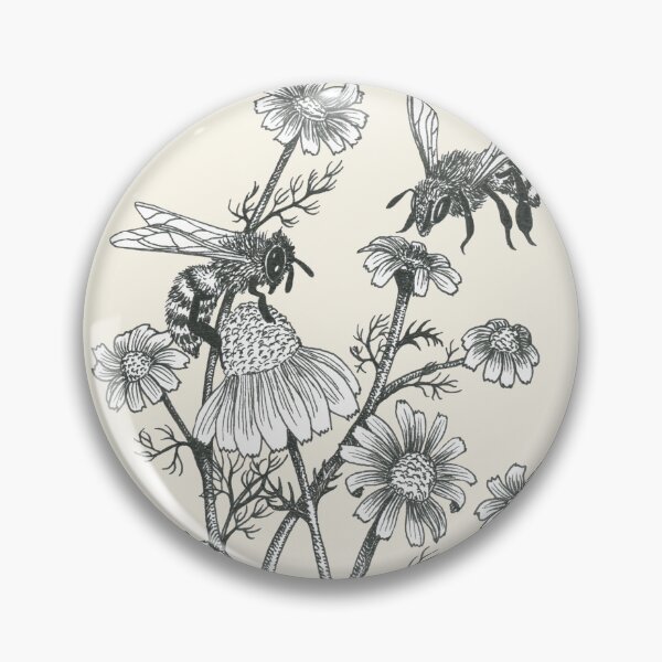 Item preview, bees and chamomile on offwhite background designed and sold by EllenLambrichts.