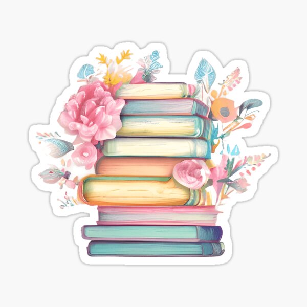 Antique Book Stack and Apple Illustration in Watercolor Sticker for Sale  by Regan Ralston