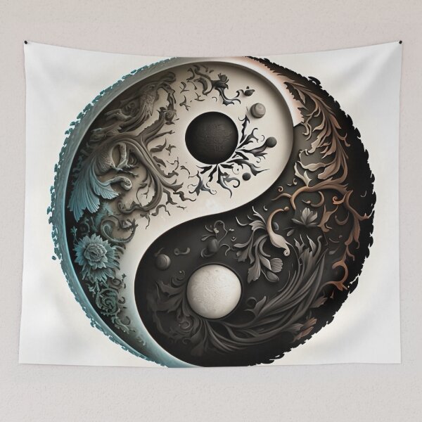 Item preview, Yin yang symbol decorated with fantasy style designed and sold by VeronicArt85.