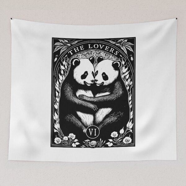 Item preview, The Lovers Tarot Card Cute Panda Lover Couple Vintage designed and sold by GrandeDuc.