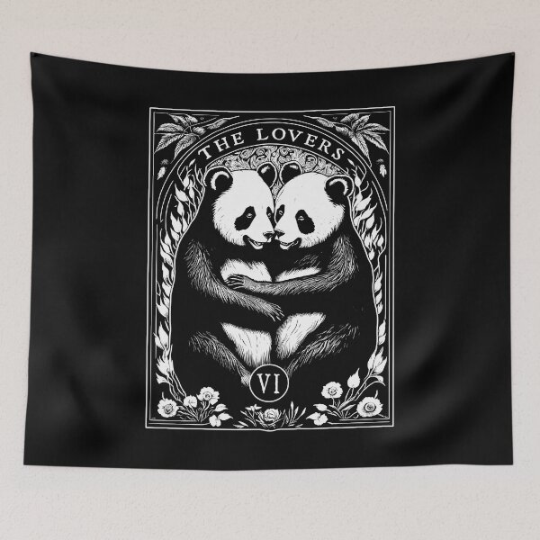 Item preview, The Lovers Tarot Card Cute Panda Lover Couple Vintage designed and sold by GrandeDuc.