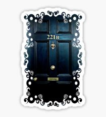 Haunted Blue Door with 221b number Sticker