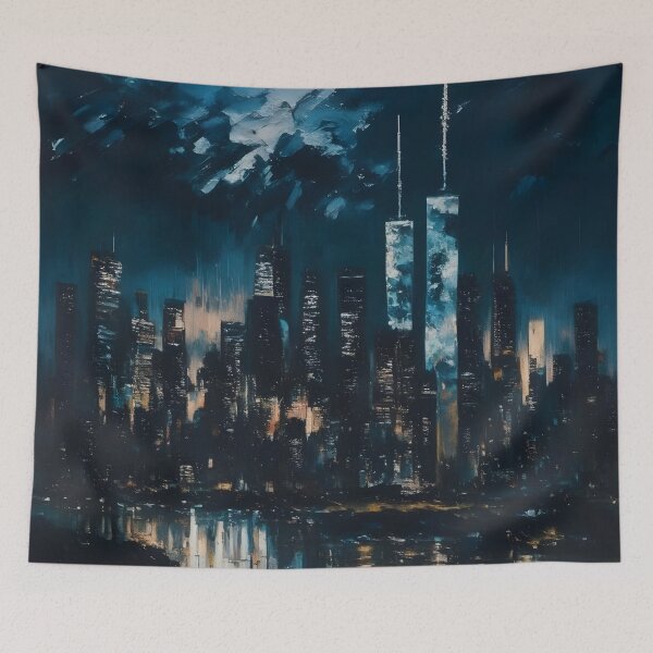Item preview, Tokyo Skyline Oil painting style art. designed and sold by N1chePrints.