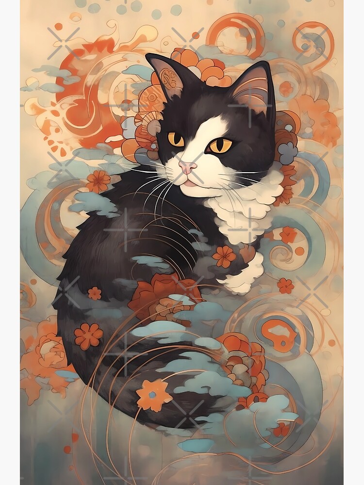 "black cat japanese art" Photographic Print for Sale by MDCGraphics