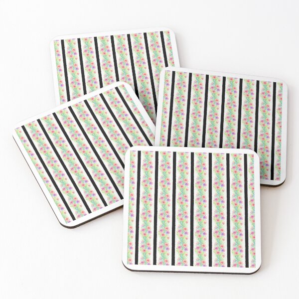 Item preview, Soft Watercolor Flower on Black and White Striped Pattern designed and sold by Aaron2610.