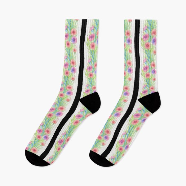 Item preview, Soft Watercolor Flower on Black and White Striped Pattern designed and sold by Aaron2610.
