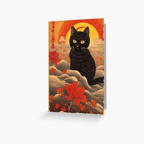 Item preview, black cat japanese art designed and sold by MDCGraphics.