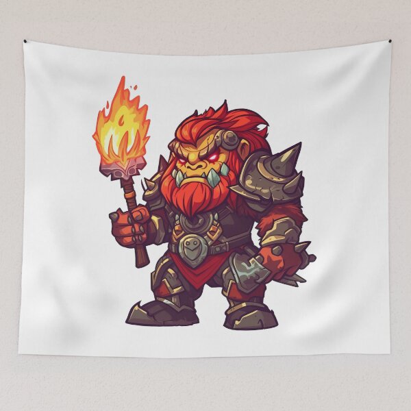 Item preview, Red Orc Warrior With A Torch designed and sold by TaurusDigital.