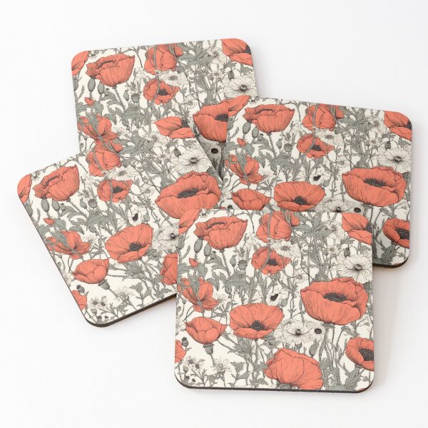 Item preview, Red Poppy Flower Pattern - Wildflower Illustration designed and sold by FloralDecorShop.