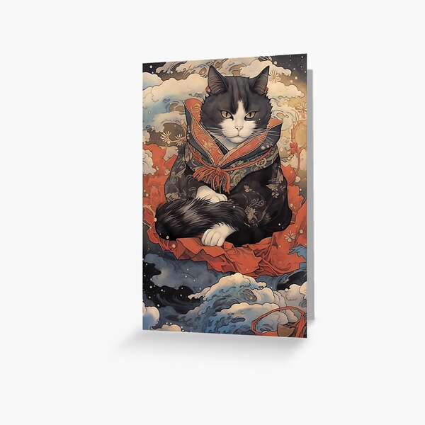 Item preview, black cat japanese art designed and sold by MDCGraphics.
