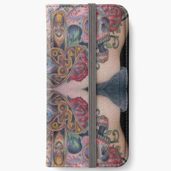 Hand of Mary tattoo pattern, hamsa tattoo pattern iPhone Wallet