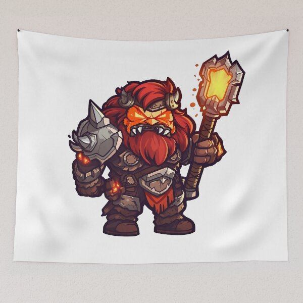 Item preview, Red Orc Warrior With Fire Mace designed and sold by TaurusDigital.