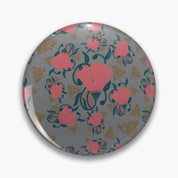 Item preview, Pink Poppies and Vines (Gray Background)  designed and sold by Ericksondesigns.